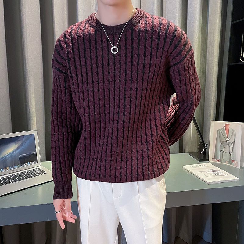 Ribbed Knit Sweater - Men Thick Sweater Autumn Winter Thick