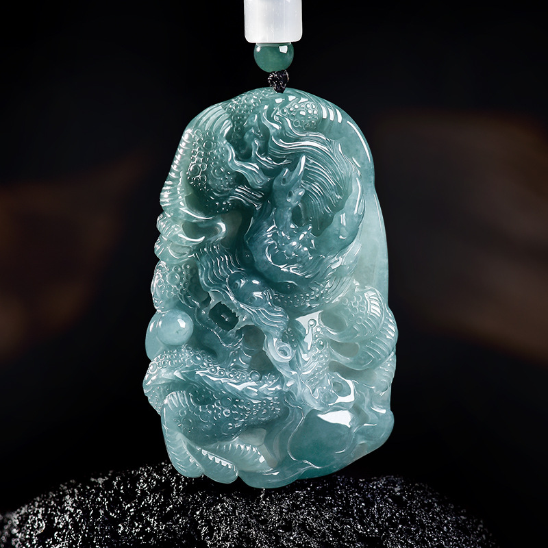 Women'S Fashion Gifts - Natural Burmese Jadeite Dragon Pendant Necklace