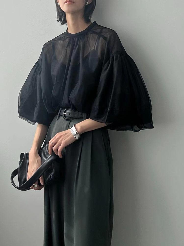 Wrap Blouse Chiffon - Two piece set for women's retro