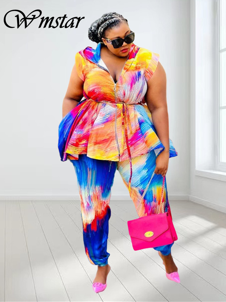 Tie Dye Two Piece - Wmstar Plus Size Women Clothing Two