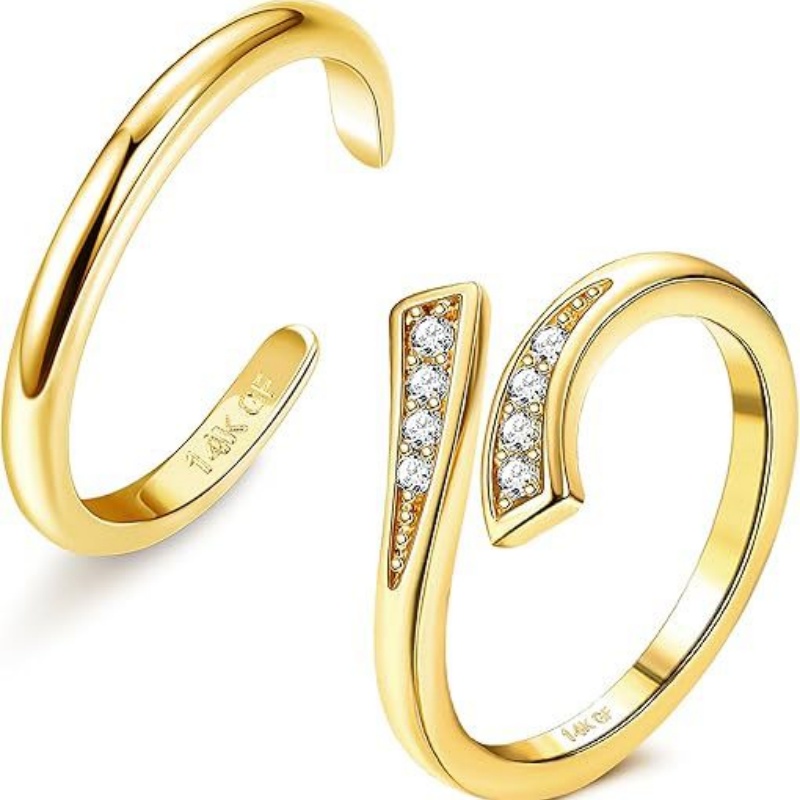 Women'S Fashion Rings Gold - 14K Gold-Plated Adjustable Zircon Foot Ring