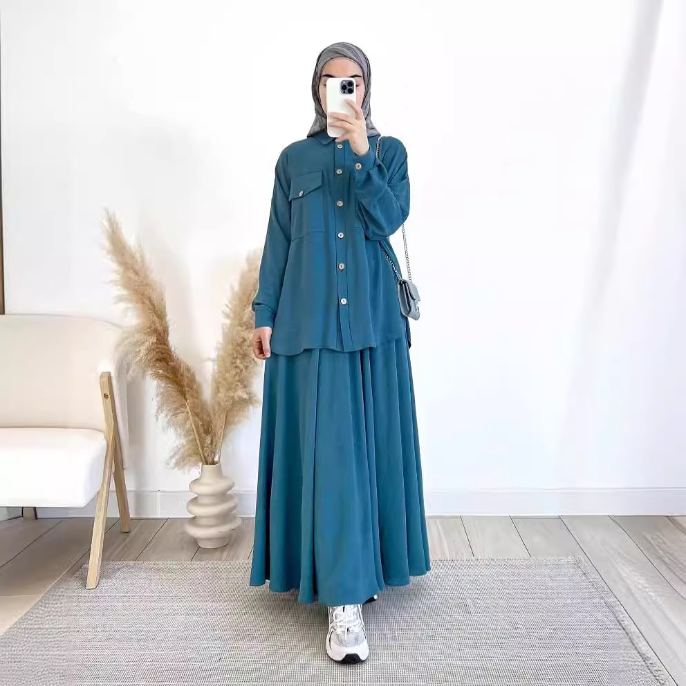 Turkey Women Fashion - 2-Piece Long Sleeve Shirt and Skirts