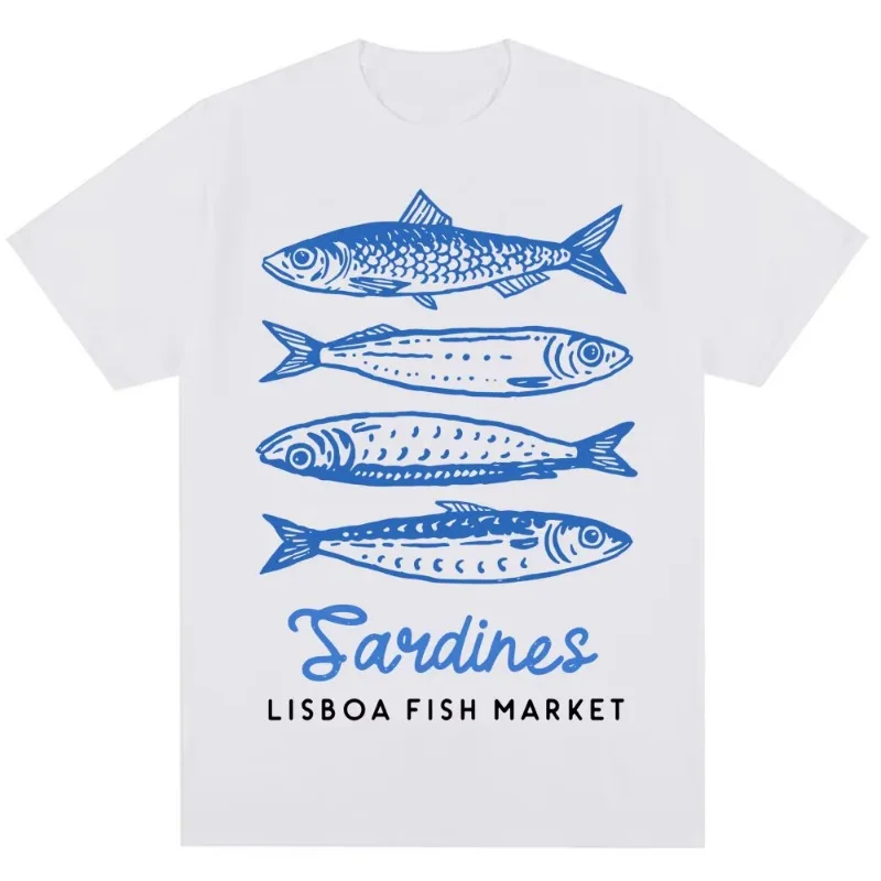 Women'S Fashion Market Size - Funny Fish Market Print T-shirt Kawaii