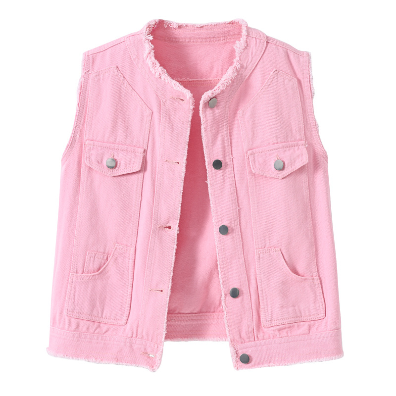 Women Fashion Vest - Women's Slimming Sleeveless Denim Vest round
