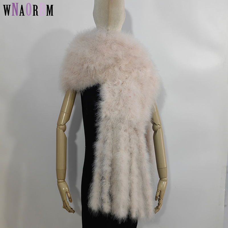 Turkey Women Fashion - Scarf double-sided 100% turkey feather tassel