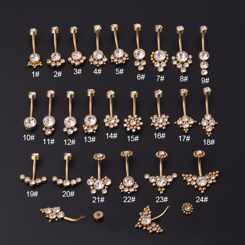 Women'S Fashion Rings Gold - Zircon Golden Belly Button Rings Stainless