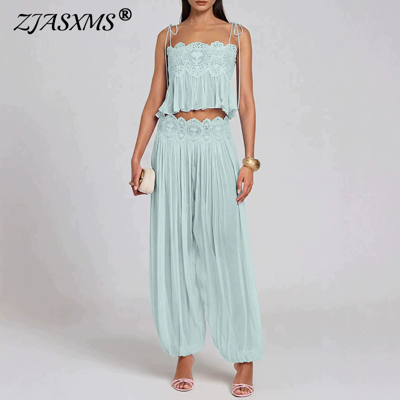 Tie Dye Two Piece - Boho Lace Trim 2 Piece Outfit