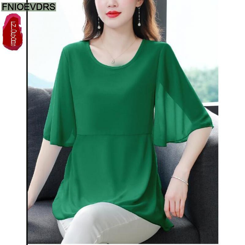 Wrap Blouse Chiffon - M-4XL Loose Clothes 2023 Women Summer