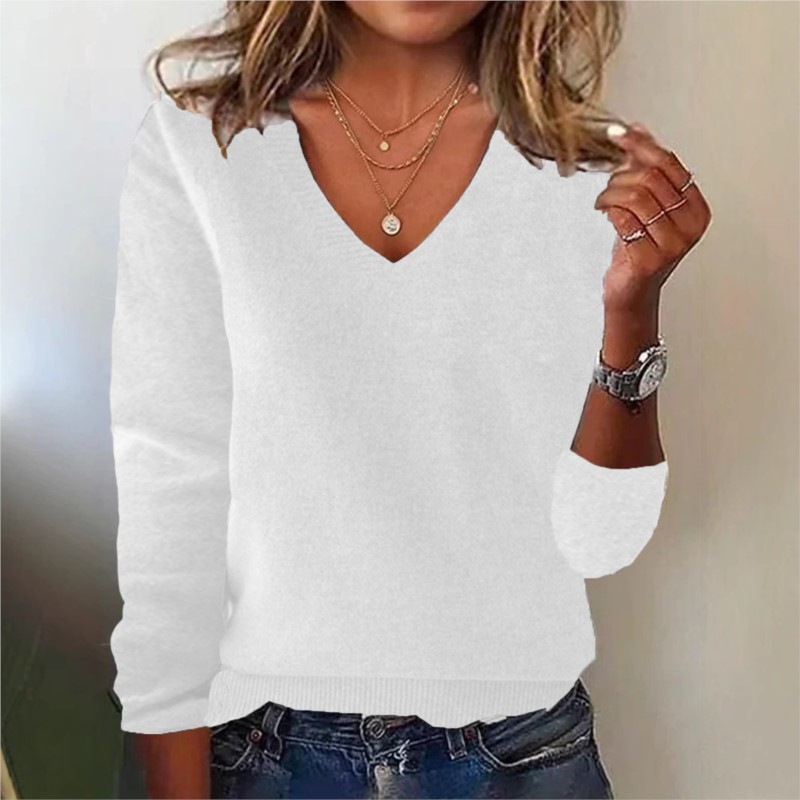Women's V-neck Sweater Elegant - Ribbed Knit Sweater review and price