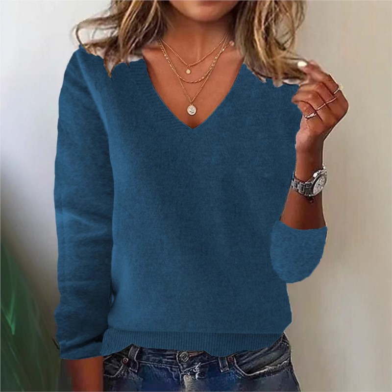 Women's V-neck Sweater Elegant - Ribbed Knit Sweater review and price
