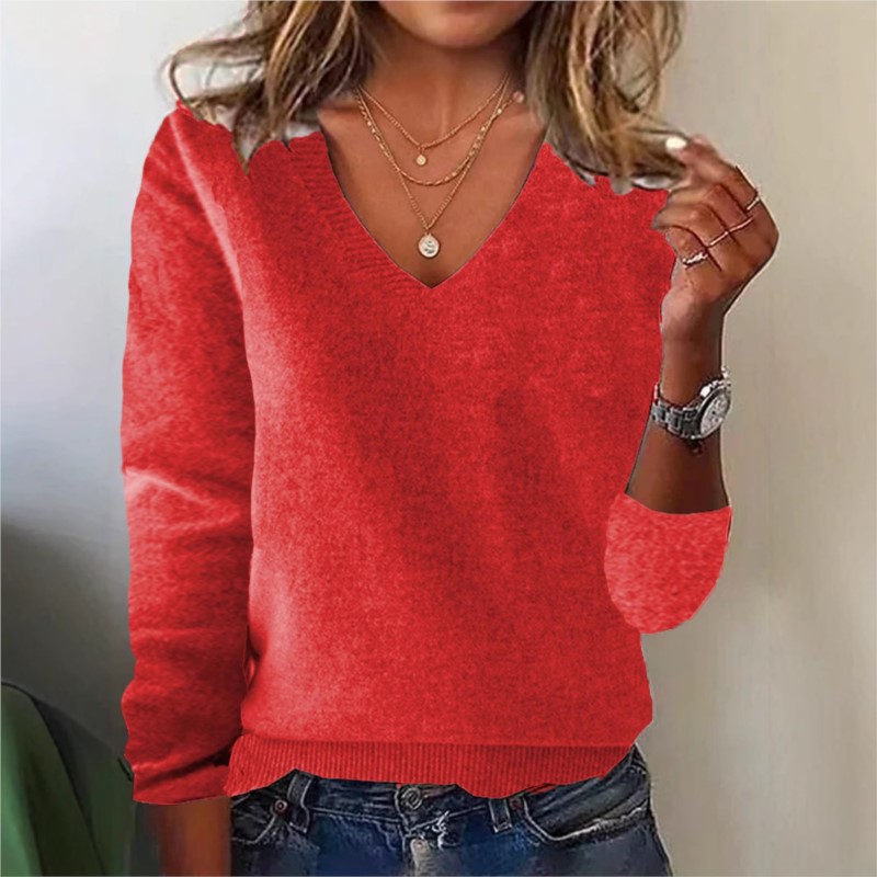Women's V-neck Sweater Elegant - Ribbed Knit Sweater review and price
