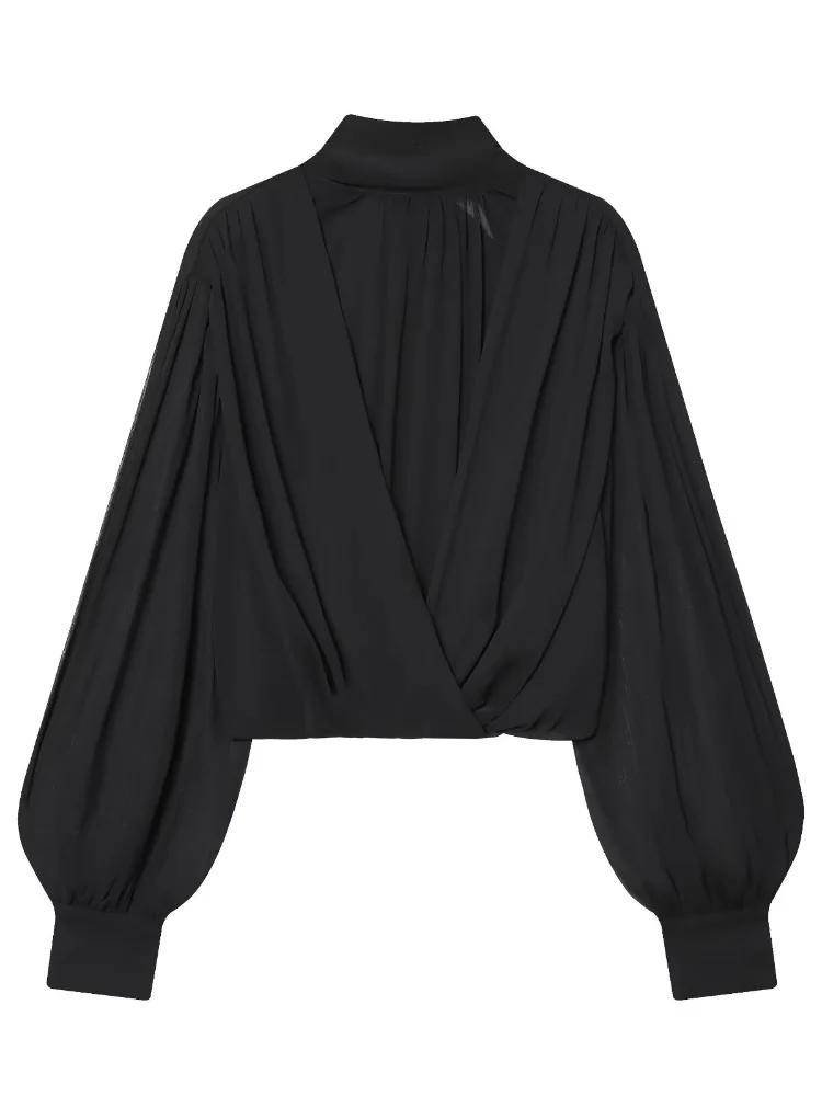 Sexy Black Sheer Chiffon Blous - Wrap Blouse Chiffon review and price