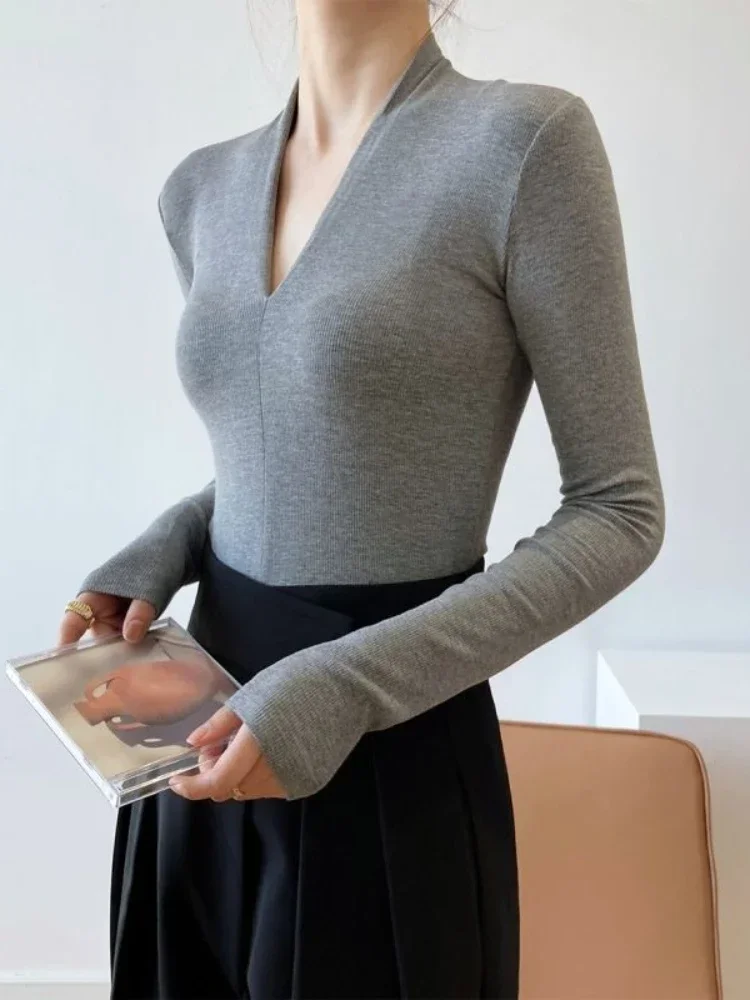 V-neck Slim Shirts Long Sleeve - Women Top Fashion review and price