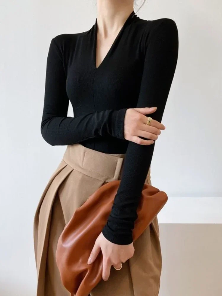 V-neck Slim Shirts Long Sleeve - Women Top Fashion review and price