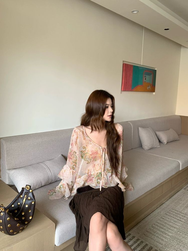 2026 Bohemian Paisley Print Ch - Wrap Blouse Chiffon review and price