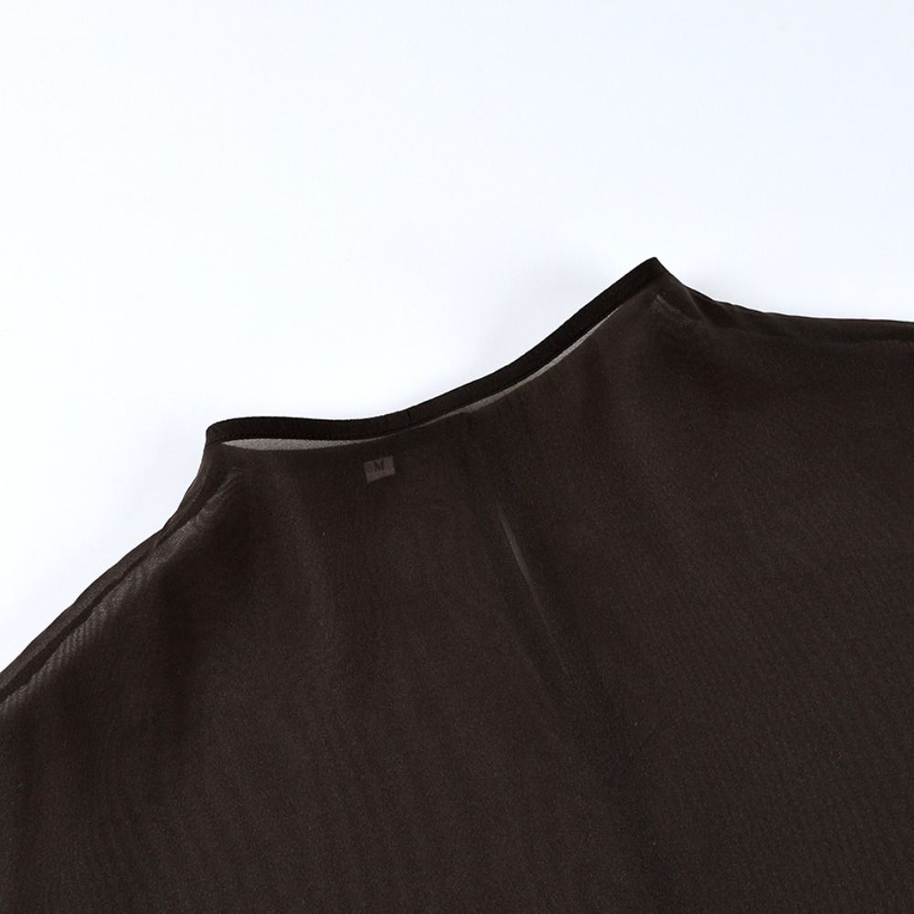 Elegant Long Sleeve Mesh Blous - Wrap Blouse Chiffon review and price