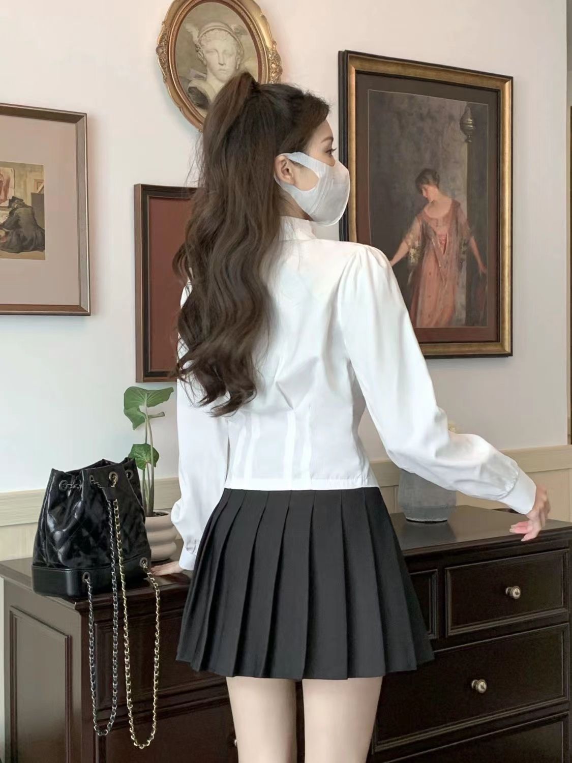 2000s White Long sleeve Vintag - Wrap Blouse Chiffon review and price