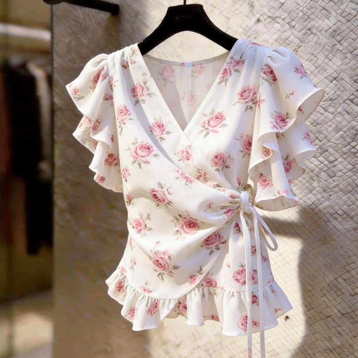 Women V Neck Wrap Chiffon Blou - Wrap Blouse Chiffon review and price