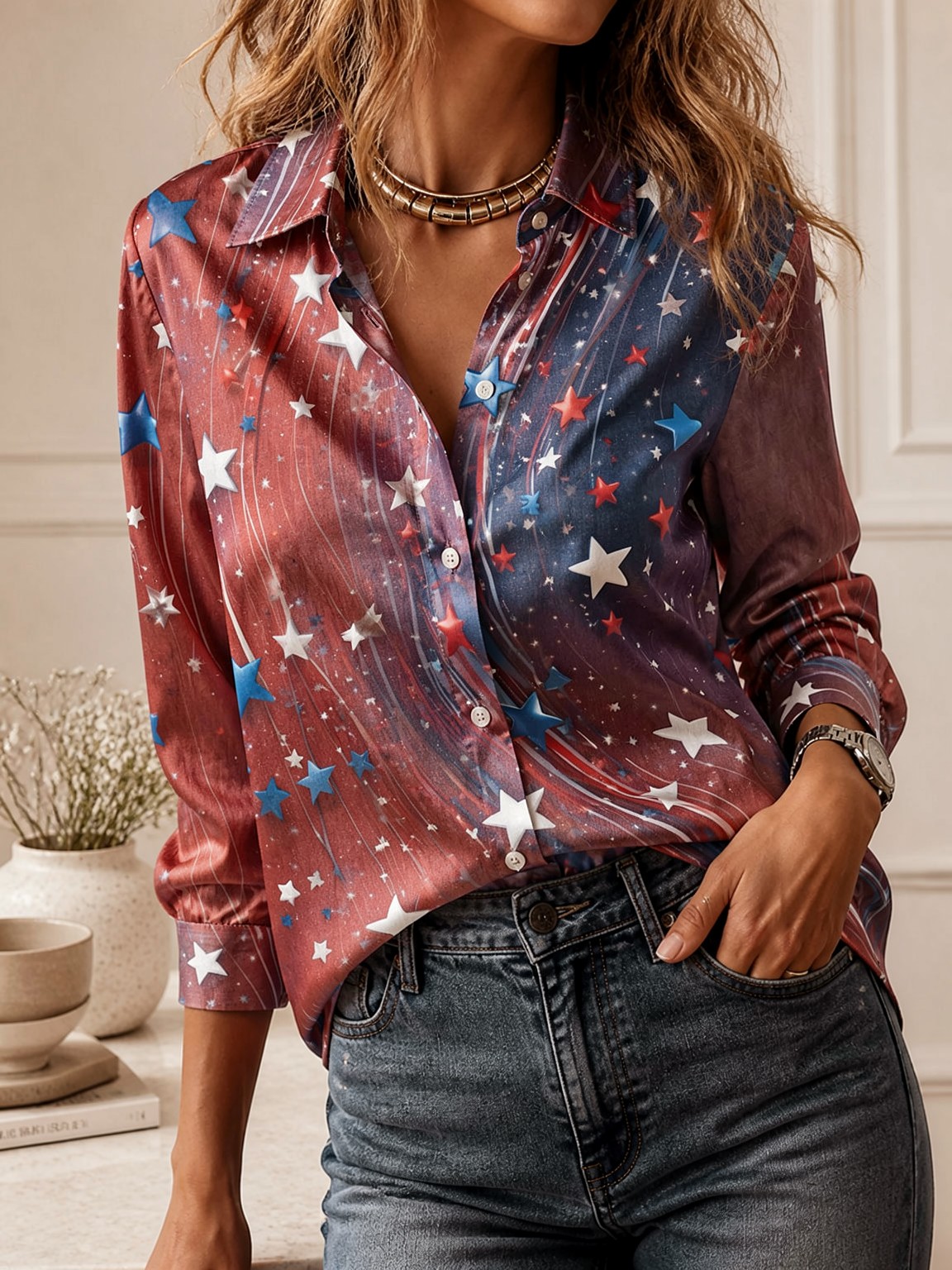 Elegant Long Sleeve Collared T - Women Fashion Wear review and price