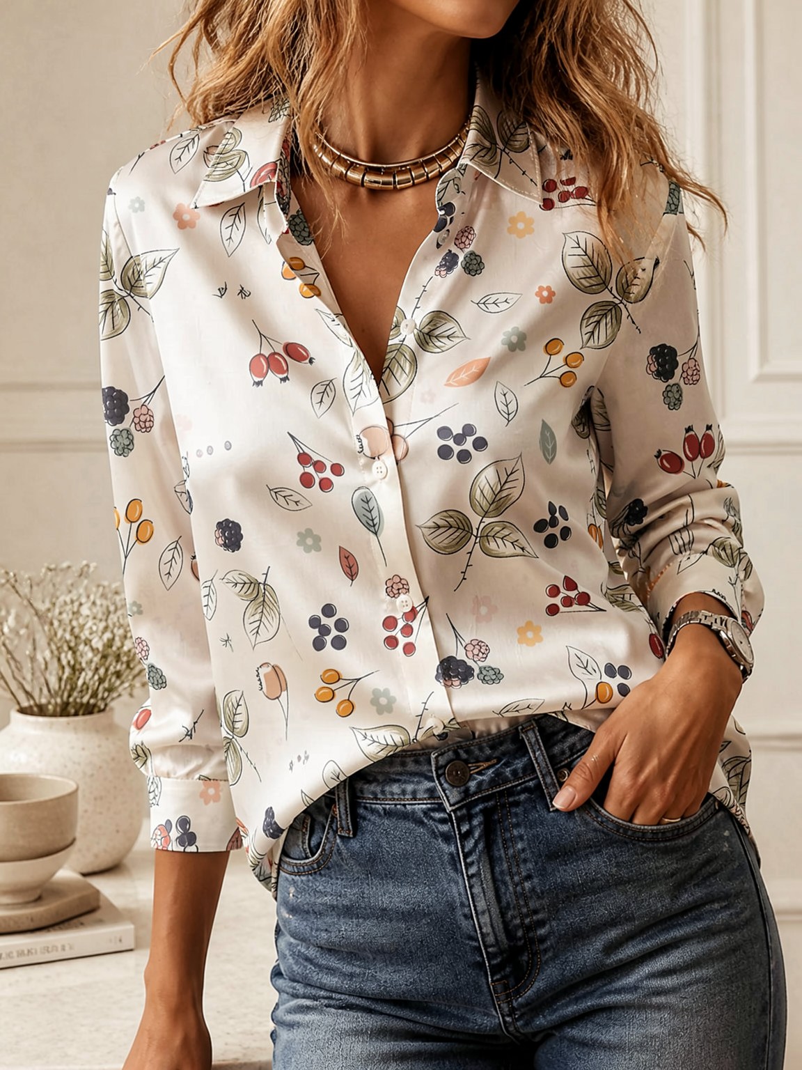 Elegant Long Sleeve Collared T - Women Fashion Wear review and price