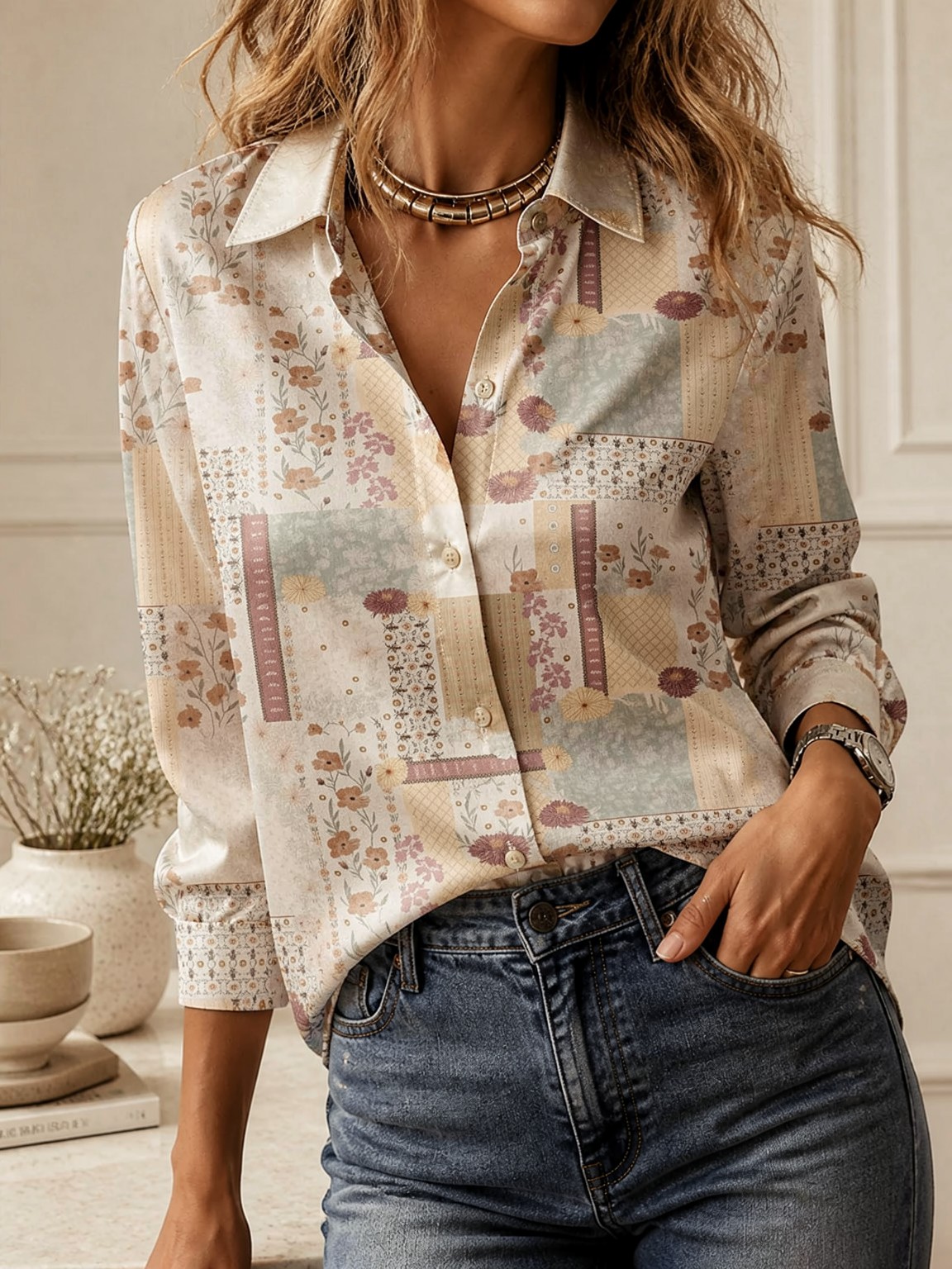 Elegant Long Sleeve Collared T - Women Fashion Wear review and price