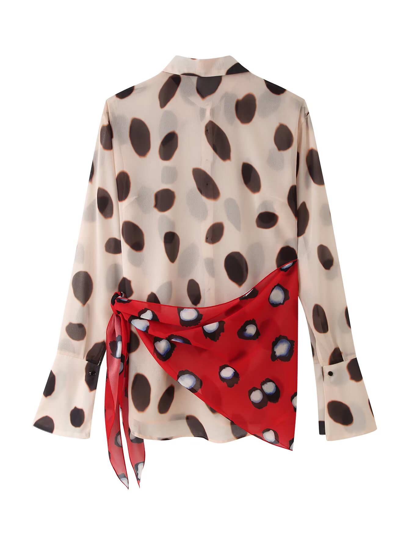 Women Long Sleeve Dot Print Lo - Wrap Blouse Chiffon review and price