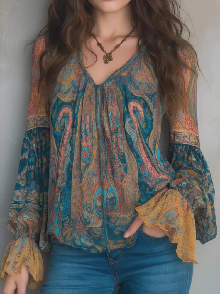 Ethnic Women Vintage Bohemian  - Wrap Blouse Chiffon review and price