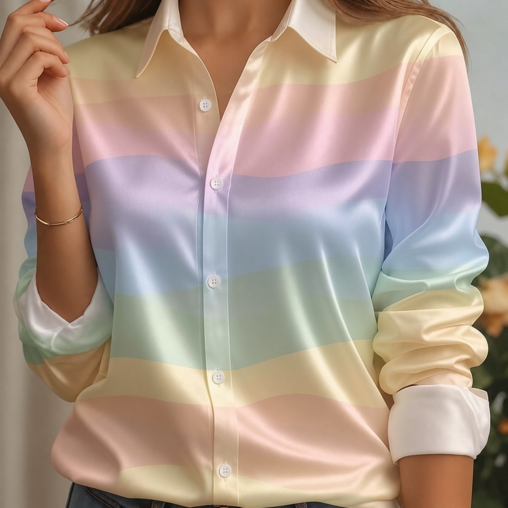 Women Satin Lapel Collar Shirt - Women Fashion Wear review and price