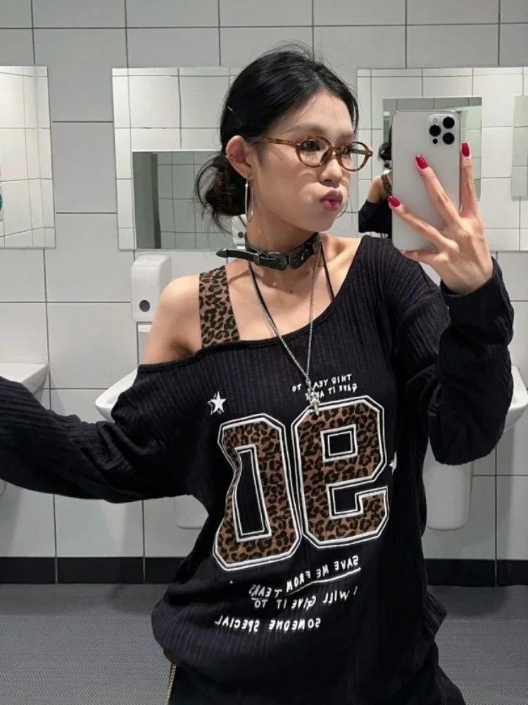 Y2K Patchwork Leopard Print T- - Women Top Fashion review and price