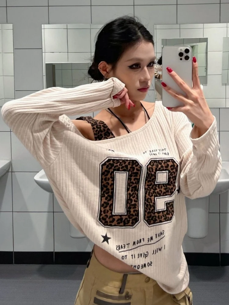 Y2K Patchwork Leopard Print T- - Women Top Fashion review and price