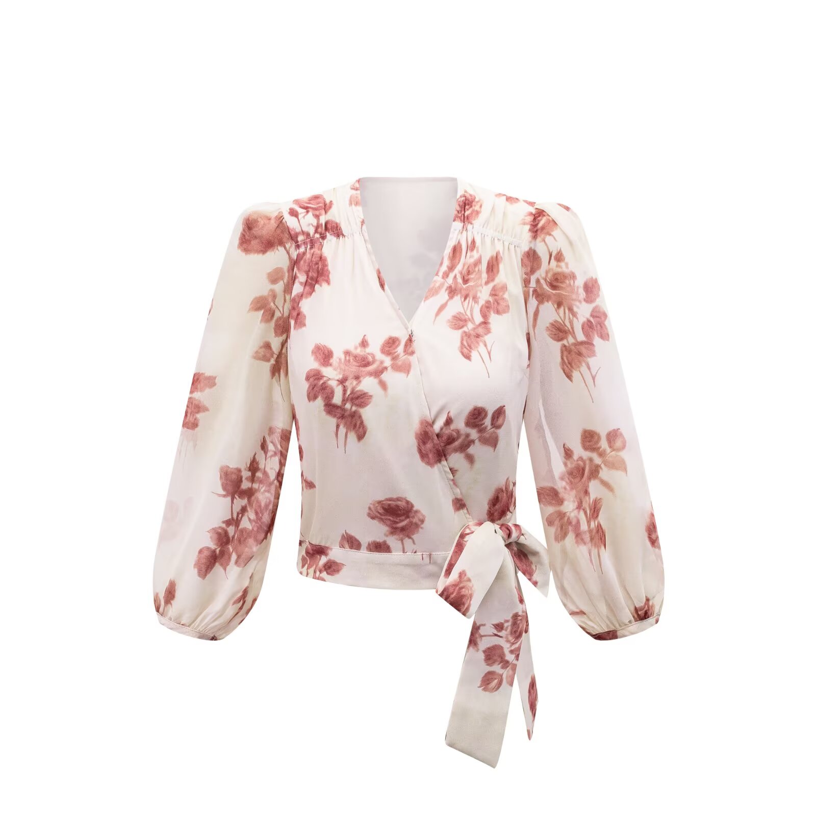 Women V-neck Wrap Bandage Blou - Wrap Blouse Chiffon review and price