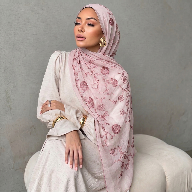 Floral Embroidery Muslim Hijab - Women Fashion Wear review and price