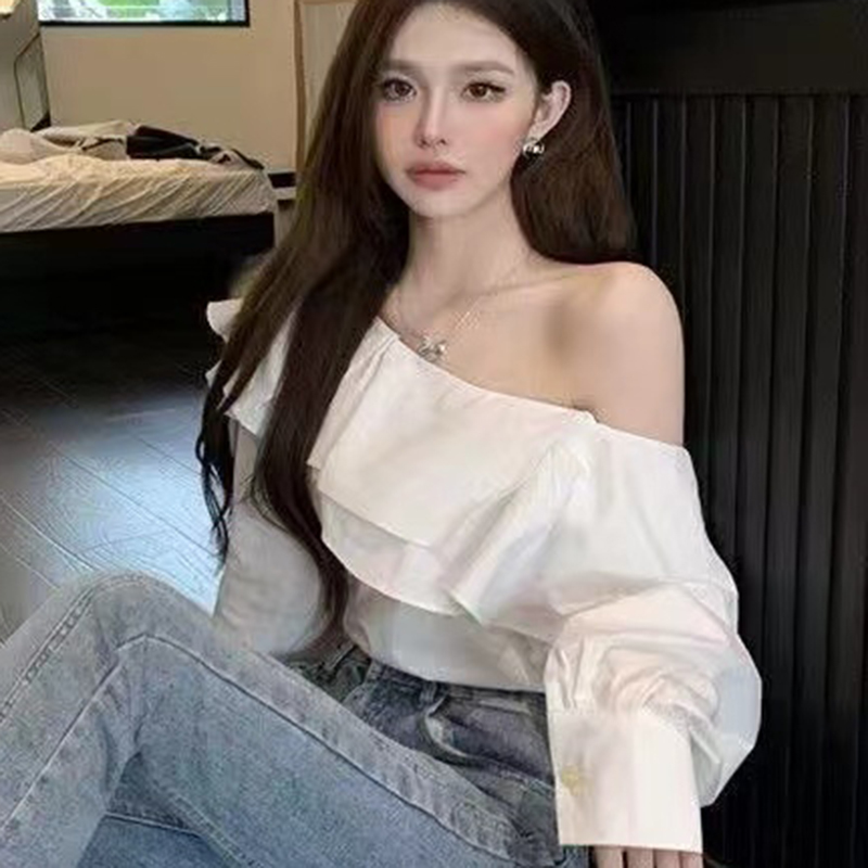 Vintage Ruffled Off Shoulder W - Wrap Blouse Chiffon review and price