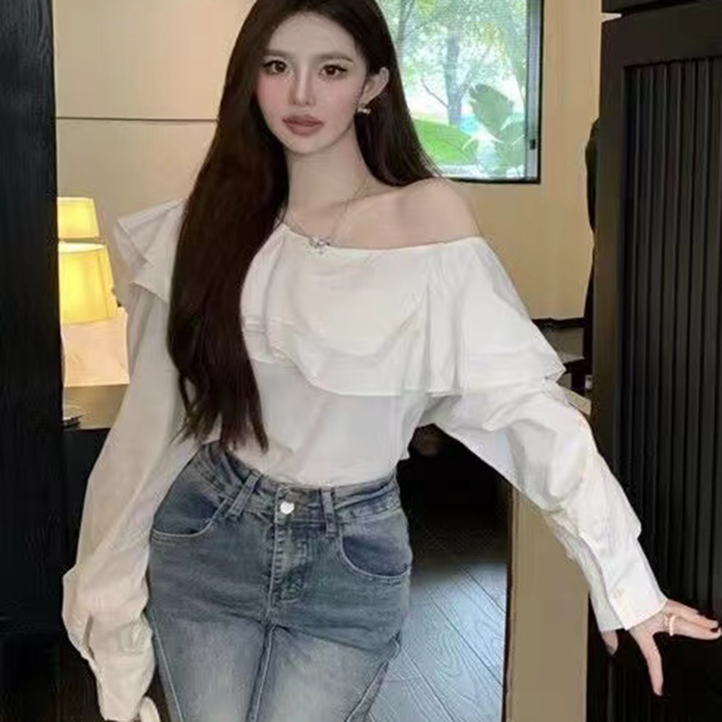 Vintage Ruffled Off Shoulder W - Wrap Blouse Chiffon review and price