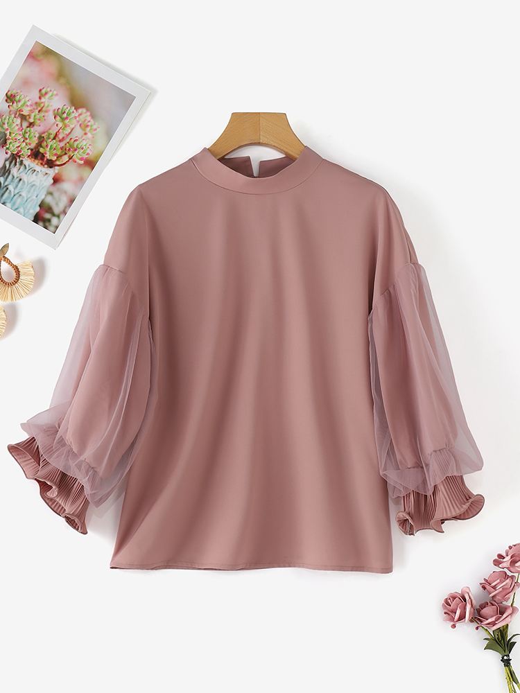 ZANZEA Women Elegant Mesh Ruff - Wrap Blouse Chiffon review and price