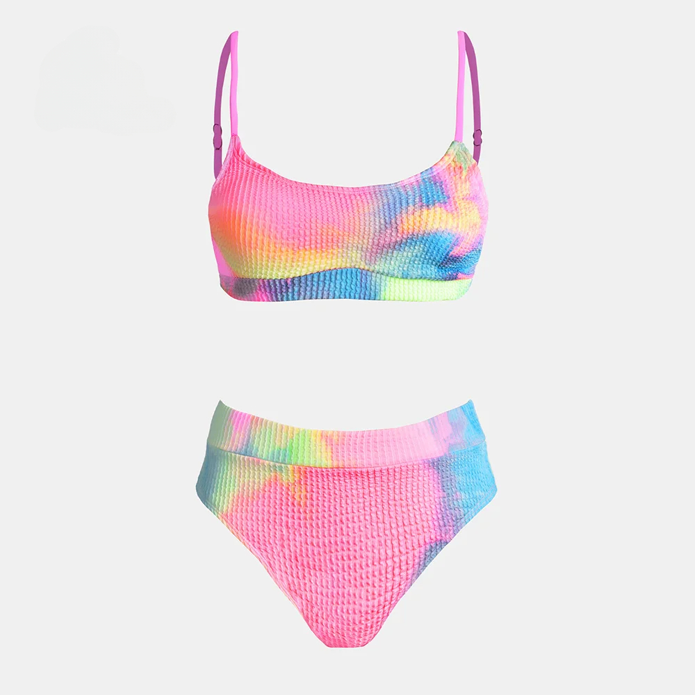 Textured Tie-Dye High Waist Bi - Tie Dye Two Piece review and price