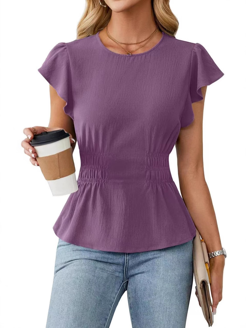 Women Ruffle Short Sleeve Blou - Women Top Fashion review and price