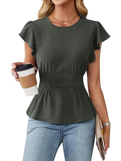 Women Ruffle Short Sleeve Blou - Women Top Fashion review and price