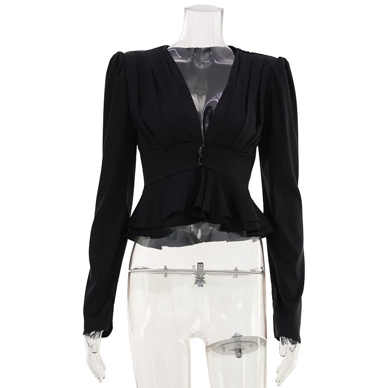 Women Blouse V Neck Long Sleev - Wrap Blouse Chiffon review and price