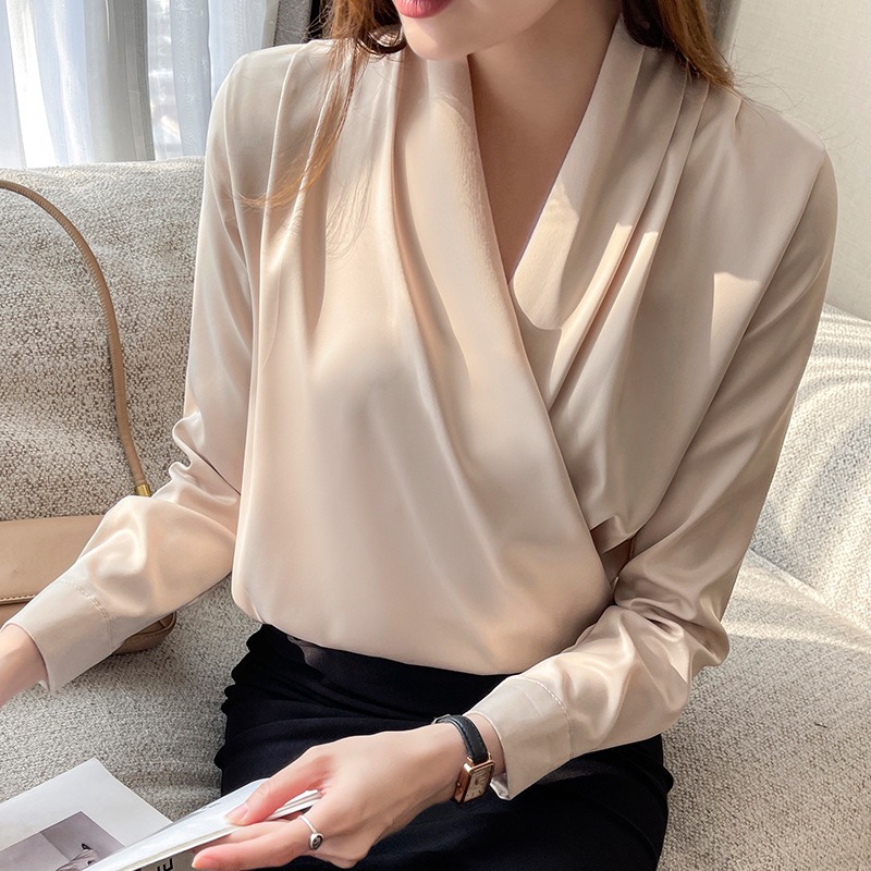 Women Wrap V Neck Satin Blouse - Wrap Blouse Chiffon review and price