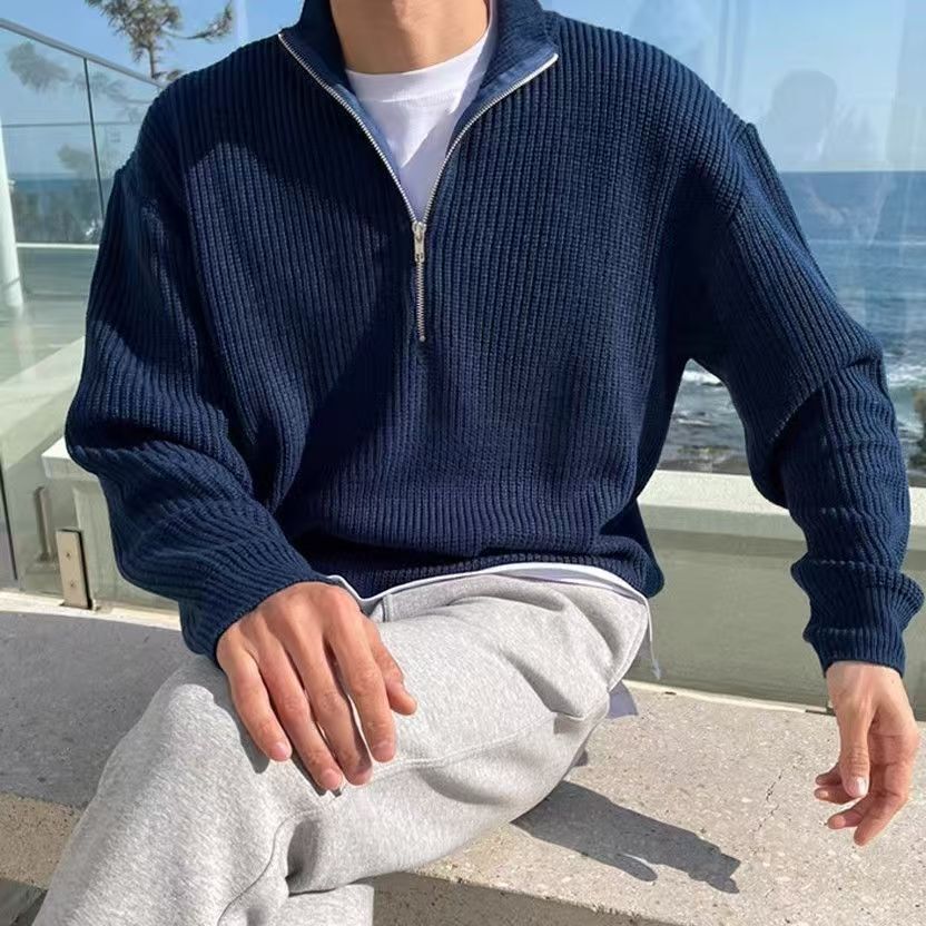 Autumn & Winter Men's Knitting - Ribbed Knit Sweater review and price