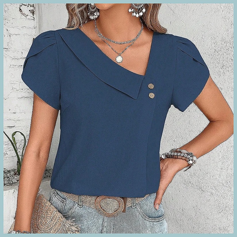 2024 Summer Vintage Solid Colo - Women Top Fashion review and price